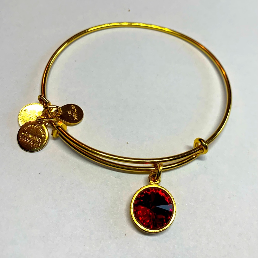 3/$20 Alex and Ani red stone July birthstone gold tone bracelet